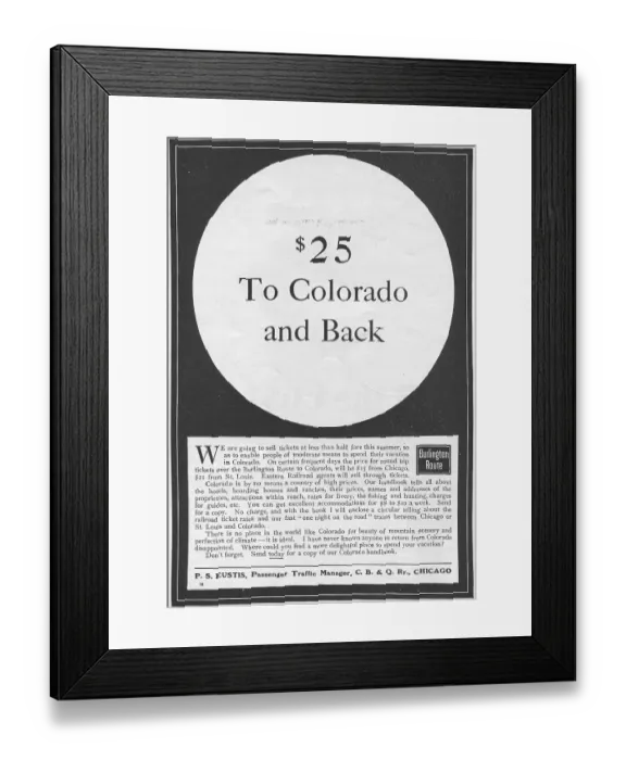 Framed Print : Ad For CB&Q Railroad Framed Print : Ad For CB&Q Railroad
