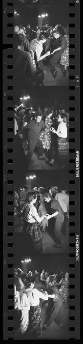 Framed Print : 100 Club. A contact strip showing jazz fans dancing to the music of Humphrey Lyttelton Framed Print : 100 Club. A contact strip showing jazz fans dancing to the music of Humphrey Lyttelton