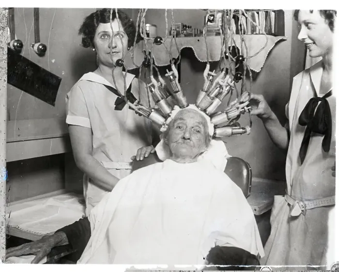 Framed Print : 100 Year Old Woman At Hair Dressers Framed Print : 100 Year Old Woman At Hair Dressers