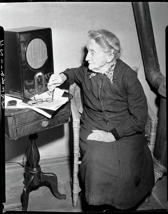 Framed Print : 104-Year-Old Woman Next to Radio Framed Print : 104-Year-Old Woman Next to Radio
