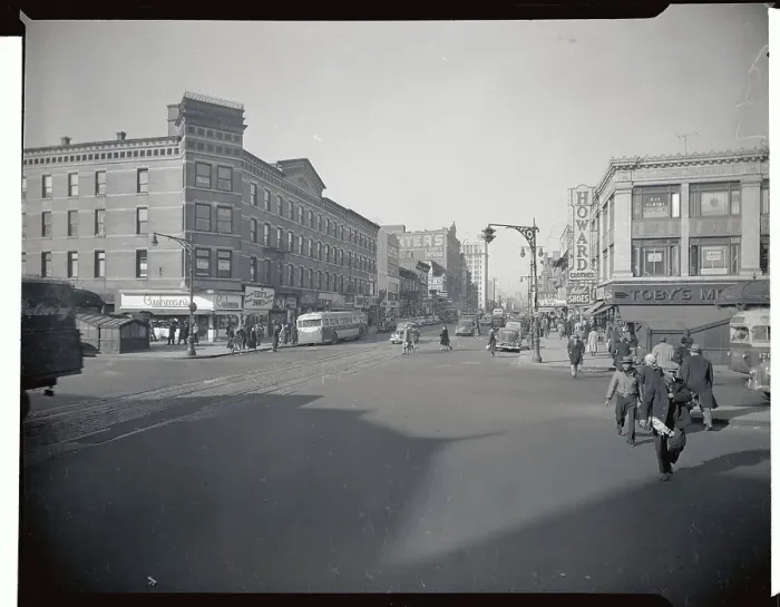 Framed Print : 125th Street and Lenox Avenue Looking West in Harlem Framed Print : 125th Street and Lenox Avenue Looking West in Harlem