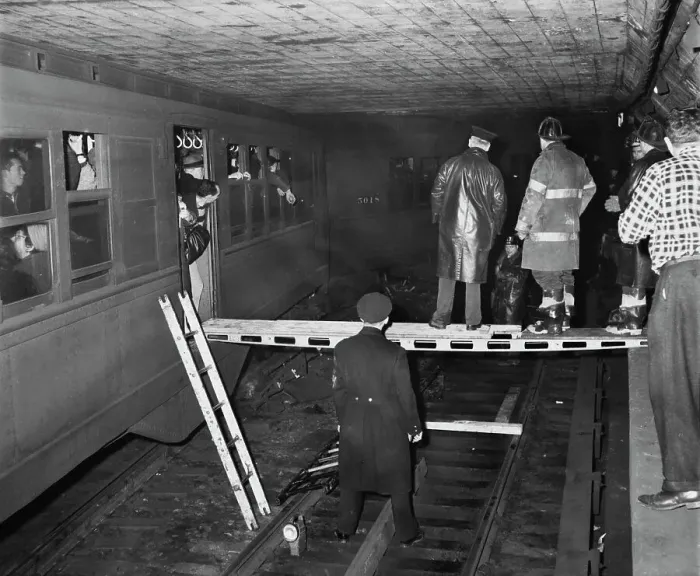 Framed Print : 138th Street Station Derailment, 1961 Framed Print : 138th Street Station Derailment, 1961