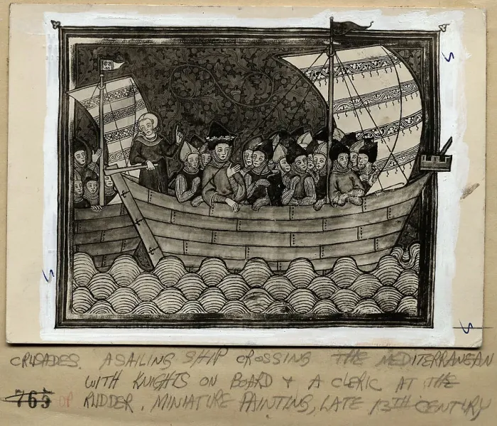 Framed Print : 13Th Century Knights In A Sail Boat Framed Print : 13Th Century Knights In A Sail Boat