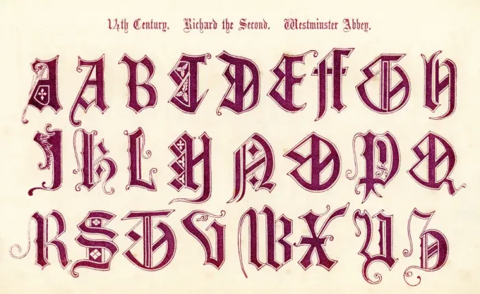 Framed Print : 14th Century Style Alphabet Framed Print : 14th Century Style Alphabet