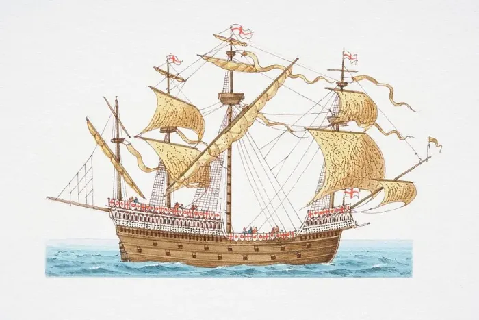 Framed Print : The 1514 ship Henry Grace a Dieu, side view