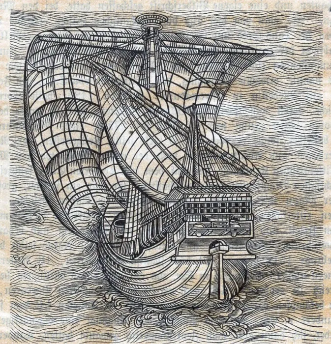 Framed Print : 15th Century Ship Seen From Aft Framed Print : 15th Century Ship Seen From Aft