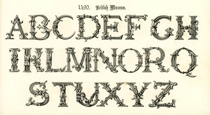 Framed Print : 15th Century Style Alphabet Framed Print : 15th Century Style Alphabet