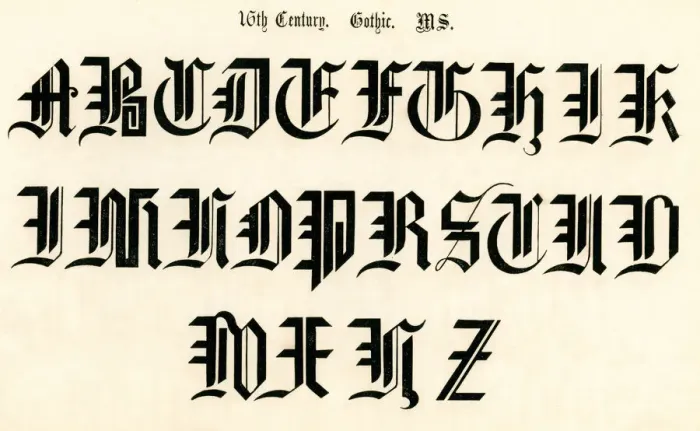 Framed Print : 16th Century Gothic Style Alphabet Framed Print : 16th Century Gothic Style Alphabet
