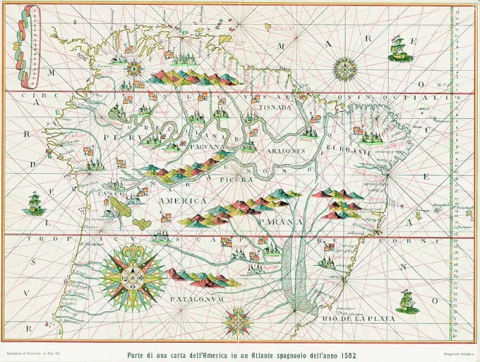 Framed Print : 16th century Spanish map of South America Framed Print : 16th century Spanish map of South America
