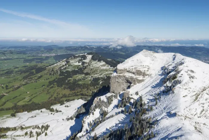 Framed Print : The 1751m high, snow-capped Kamor mountain in the Appenzell Alps, canton of Appenzell Innerrhoden, Switzerland, Europe Framed Print : The 1751m high, snow-capped Kamor mountain in the Appenzell Alps, canton of Appenzell Innerrhoden, Switzerland, Europe