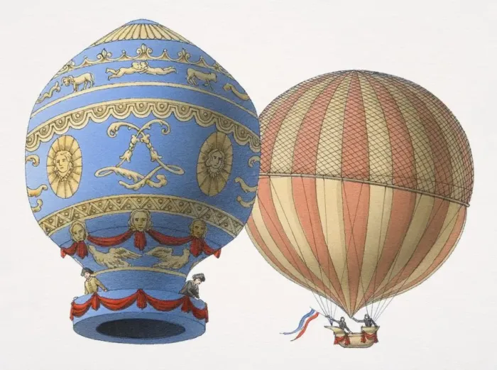 Framed Print : 1783 Montgolfier gas balloon, front view