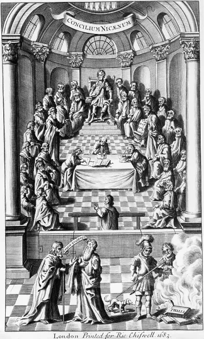 Framed Print : 17th-Century Engraving of the Council of Nicea Framed Print : 17th-Century Engraving of the Council of Nicea