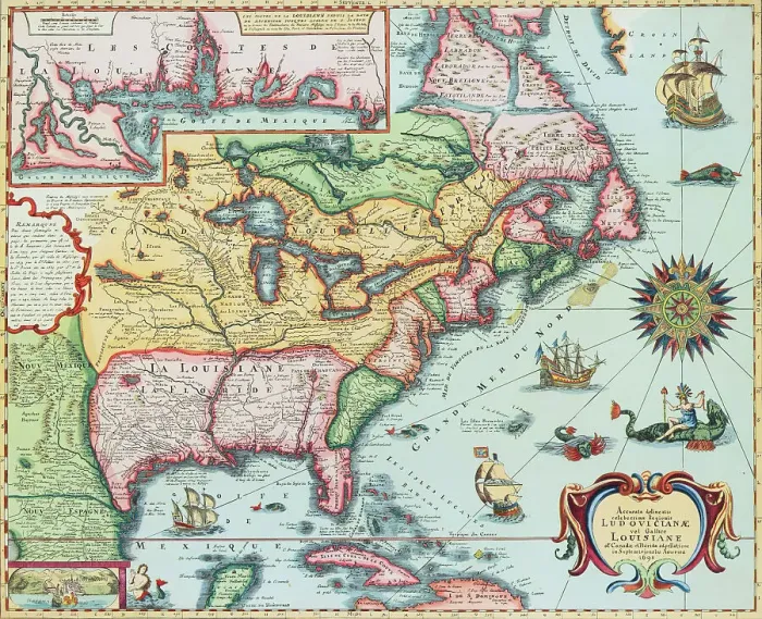 Framed Print : 17th-Century Map of North America Framed Print : 17th-Century Map of North America