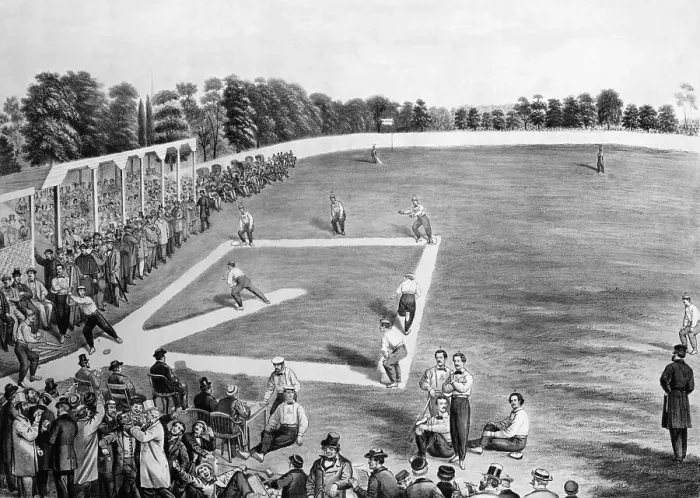 Framed Print : 1866 Baseball Game (Lithograph) Framed Print : 1866 Baseball Game (Lithograph)