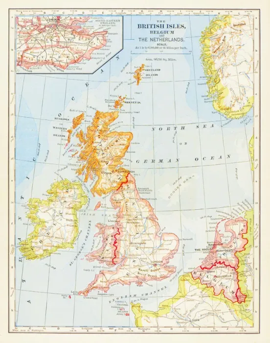 Framed Print : 1883 British Isles Map Framed Print : 1883 British Isles Map