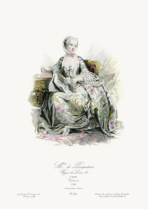 Framed Print : 18th Century Fashion - Madame de Pompadour