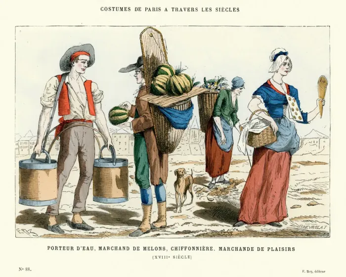 Framed Print : 18th Century Water carrier, Mellon Merchant, pastry vendor Framed Print : 18th Century Water carrier, Mellon Merchant, pastry vendor