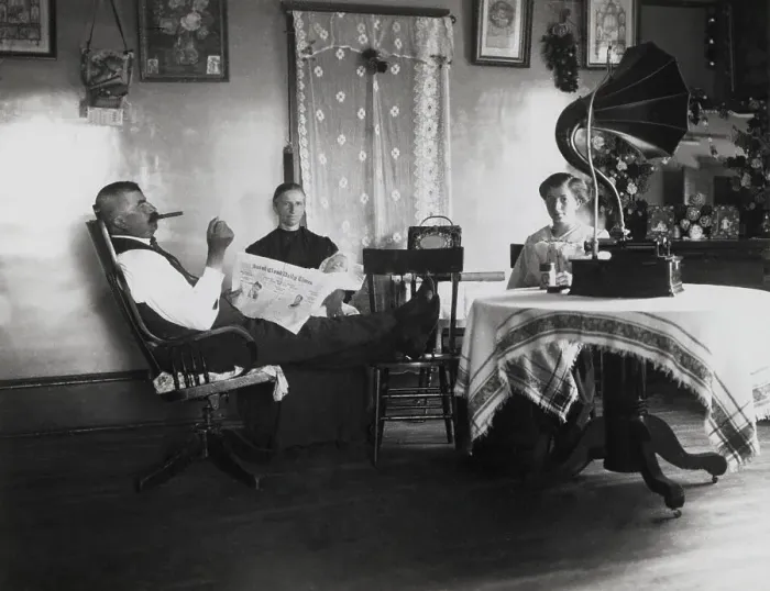 Framed Print : 1905 Family Listening To Phonograph Framed Print : 1905 Family Listening To Phonograph
