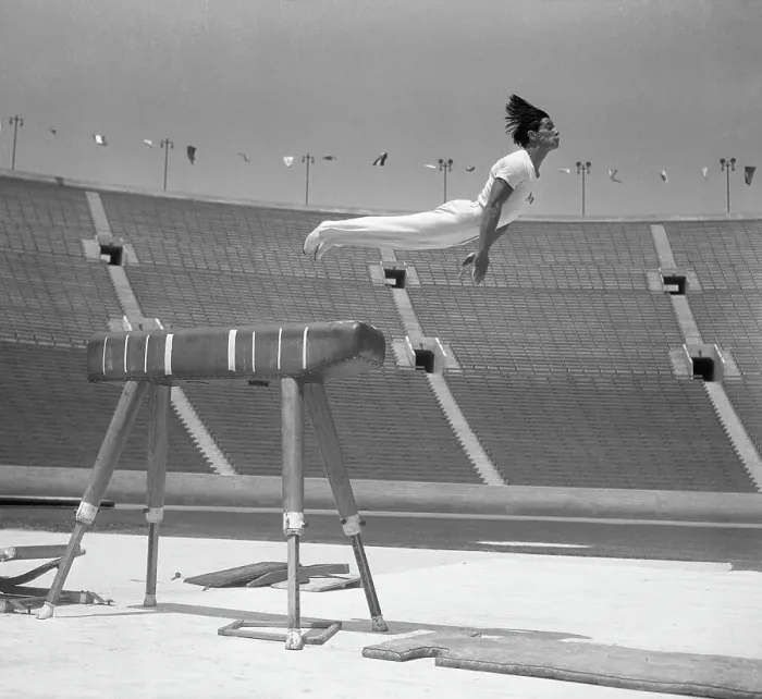 Framed Print : 1932 Olympic Gymnast Vaulting Framed Print : 1932 Olympic Gymnast Vaulting