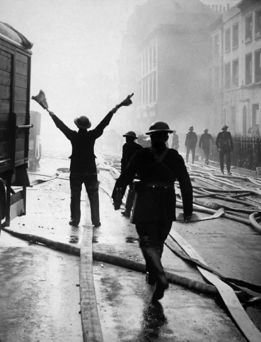 Framed Print : 1940 Firemen signallers Clearing UP Framed Print : 1940 Firemen signallers Clearing UP