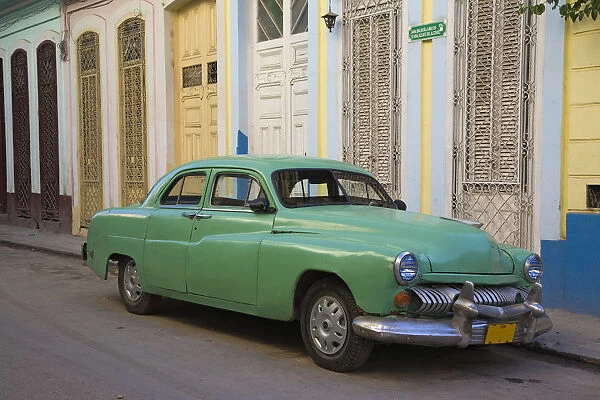 1950s Car Parked on Dilapidated Cuban Street