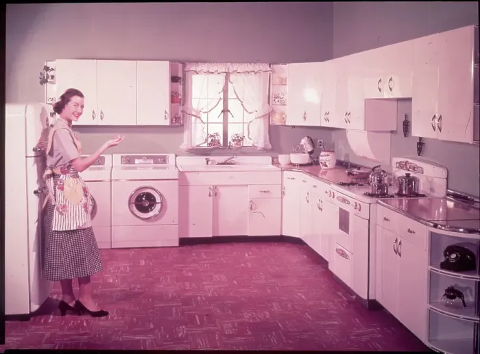 Framed Print : 1950s Kitchen Interior