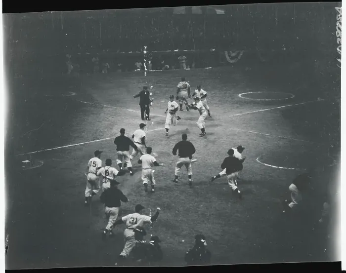 Framed Print : 1953 Yankees Running on Field Framed Print : 1953 Yankees Running on Field
