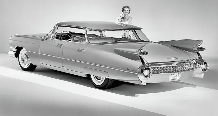 Framed Print : 1959 Cadillac Sedan Deville Featuring Tail Fins Framed Print : 1959 Cadillac Sedan Deville Featuring Tail Fins
