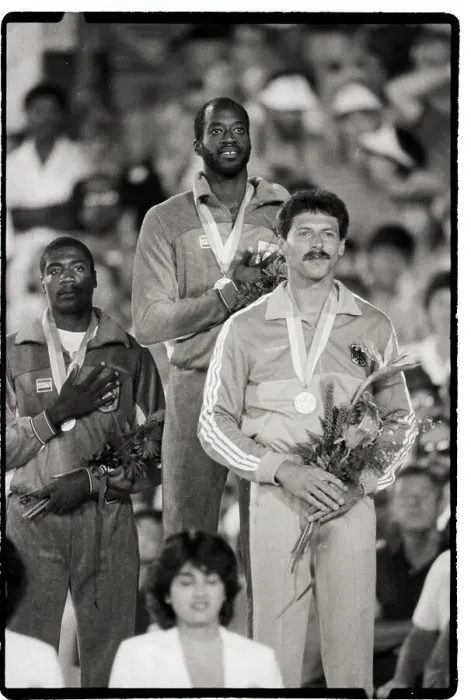 Framed Print : 1984 Olympics 400M Hurdles Medal Ceremony Framed Print : 1984 Olympics 400M Hurdles Medal Ceremony