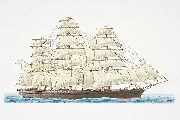 19th century clipper ship at sea