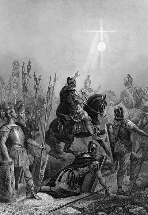 Framed Print : 19th-Century Engraving of the Conversion of Constantine I to Christianity in 312 A.D Framed Print : 19th-Century Engraving of the Conversion of Constantine I to Christianity in 312 A.D