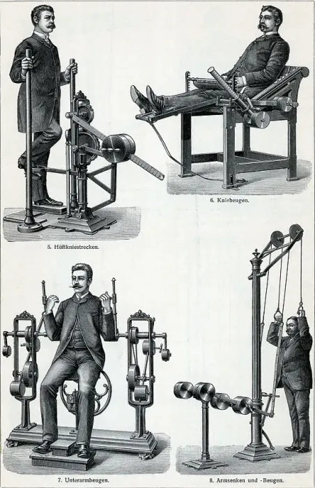 Framed Print : 19th-Century Engraving of Exercise Machines Framed Print : 19th-Century Engraving of Exercise Machines