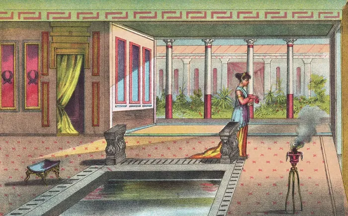 Framed Print : 19th-Century Illustration Depicting the Interior of a Roman Home Framed Print : 19th-Century Illustration Depicting the Interior of a Roman Home