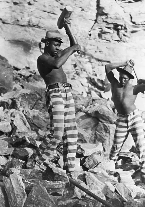 Framed Print : 2 Chain Gang Worker In Striped Pants Framed Print : 2 Chain Gang Worker In Striped Pants