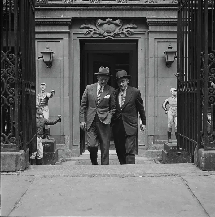 Framed Print : 21 Club. Two men leaving the 21 Club, restaurant on West 52nd Street in New York City Framed Print : 21 Club. Two men leaving the 21 Club, restaurant on West 52nd Street in New York City