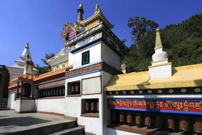 Framed Print : 245 foot long prayer wheel wall and Buddhist Stupa Framed Print : 245 foot long prayer wheel wall and Buddhist Stupa