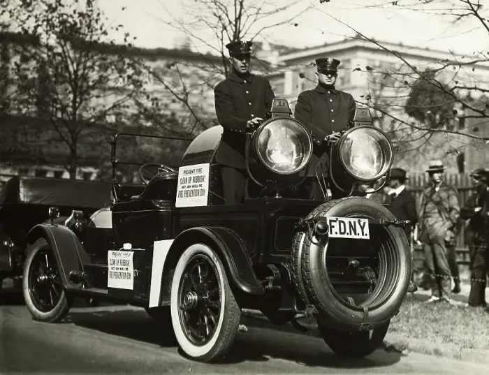 Framed Print : 2Men On Firecar W / Searchlights Parade Framed Print : 2Men On Firecar W / Searchlights Parade