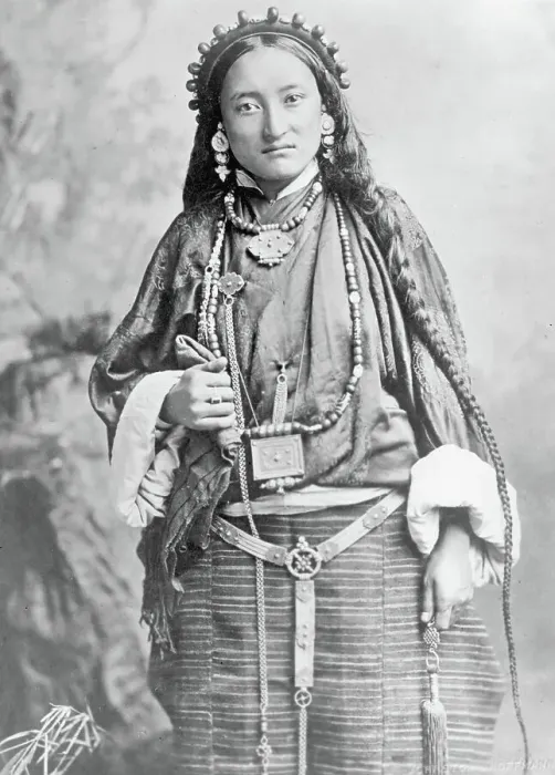 Framed Print : 3 / 4 Lenght Of Tibetan Woman W / Long Hair Framed Print : 3 / 4 Lenght Of Tibetan Woman W / Long Hair