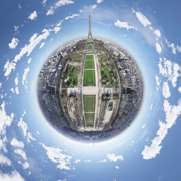 360 Aerial Panorama of Eiffel Tower