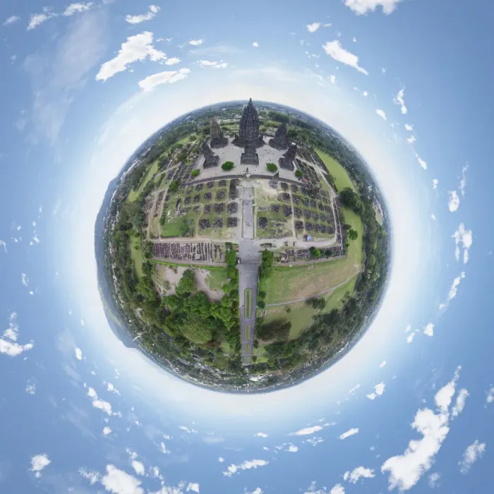 Framed Print : 360 Aerial Panorama of Prambanan, Indonesia Framed Print : 360 Aerial Panorama of Prambanan, Indonesia