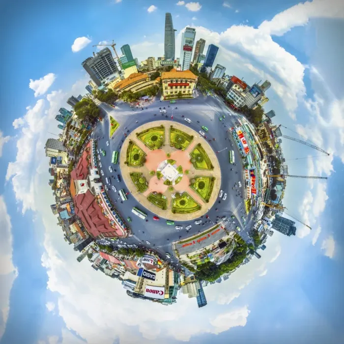 Framed Print : 360-degree Aerial View of Saigon, Vietnam Framed Print : 360-degree Aerial View of Saigon, Vietnam