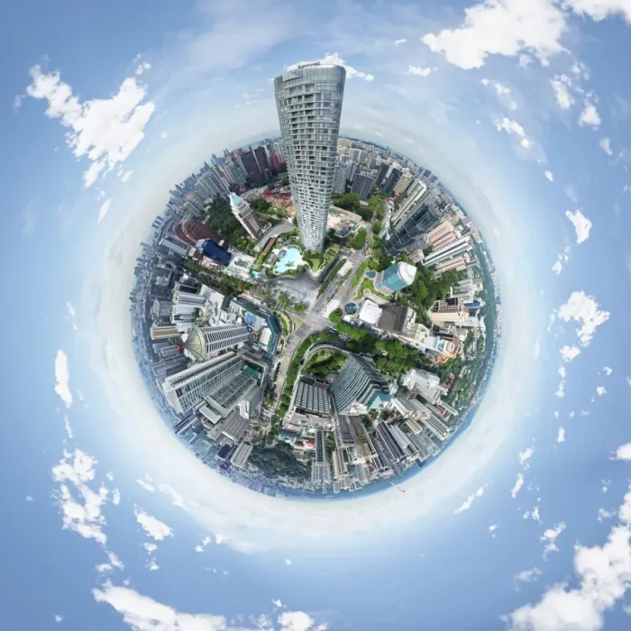Framed Print : 360-degree View above ION Orchard, Singapore Framed Print : 360-degree View above ION Orchard, Singapore