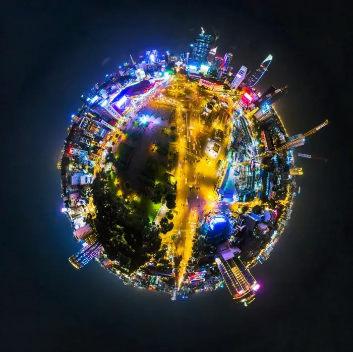 Framed Print : 360-degree Vivid Night View of Saigon, Vietnam Framed Print : 360-degree Vivid Night View of Saigon, Vietnam