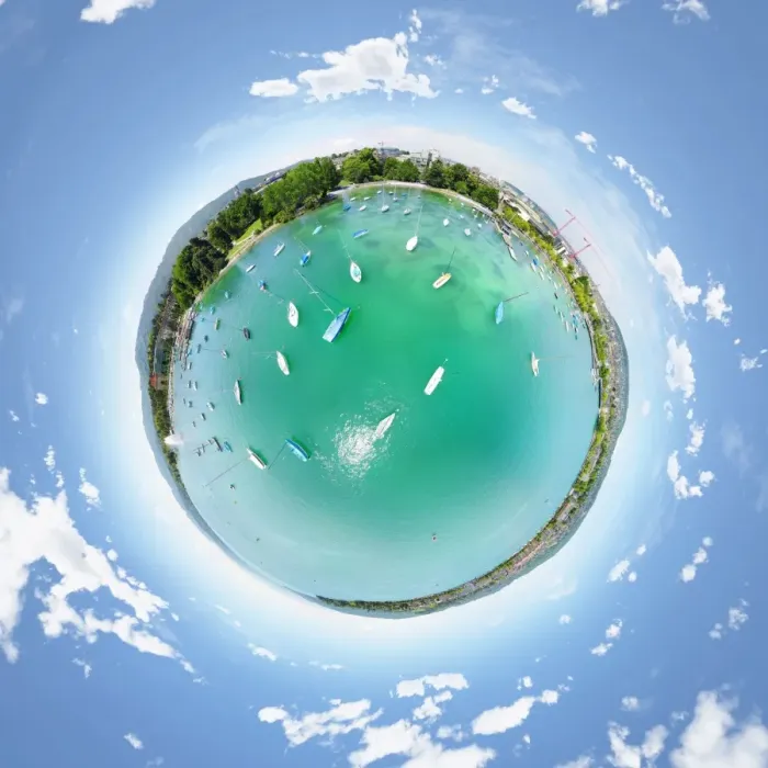 Framed Print : 360A Aerial Little Planet of Lake Zurich, Switzerland Framed Print : 360A Aerial Little Planet of Lake Zurich, Switzerland