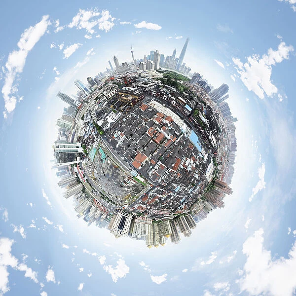 360A Aerial Little Planet above Shanghai, China