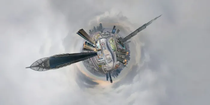 Framed Print : 360A Aerial Panorama in Dubai Framed Print : 360A Aerial Panorama in Dubai