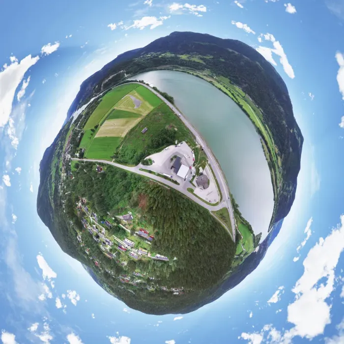 Framed Print : 360A Aerial Panorama of Favang, Norway Framed Print : 360A Aerial Panorama of Favang, Norway