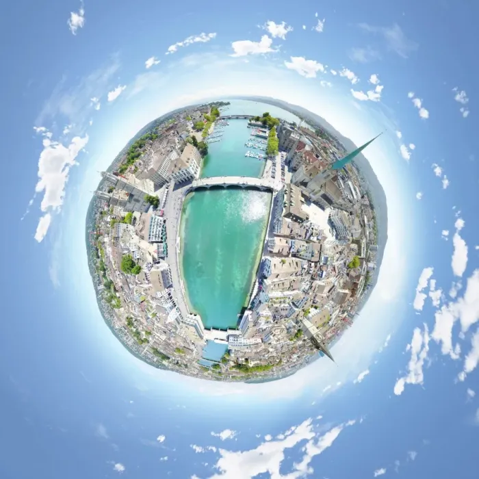 Framed Print : 360A Aerial Panorama of Zurichs Old Town Framed Print : 360A Aerial Panorama of Zurichs Old Town