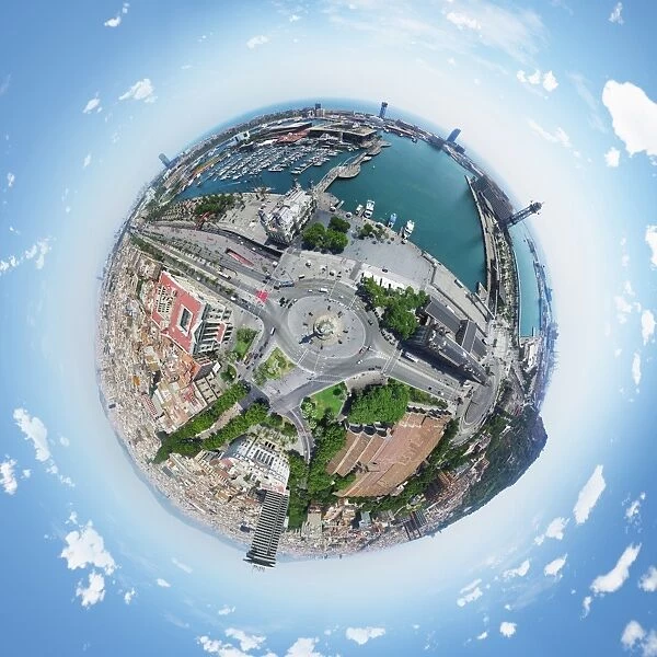 360A Aerial View of Barcelona Harbor, Spain