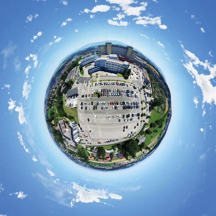 Framed Print : 360A Little Planet of Buildings in Fribourg, Switzerland Framed Print : 360A Little Planet of Buildings in Fribourg, Switzerland